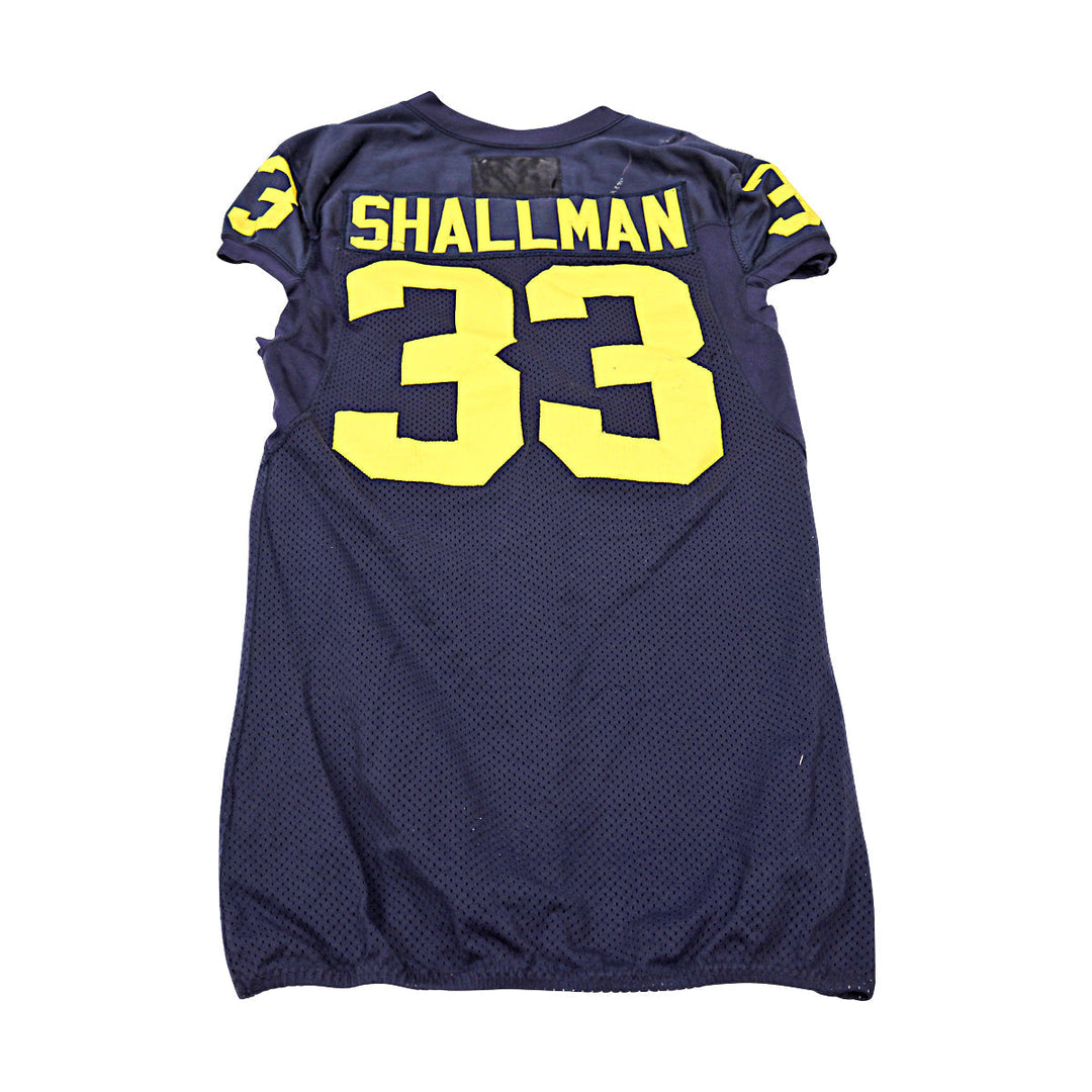 Wyatt Shallman Michigan Wolverines Team Issued 2013 Blue Jersey #33 Jersey (Size: 44) 