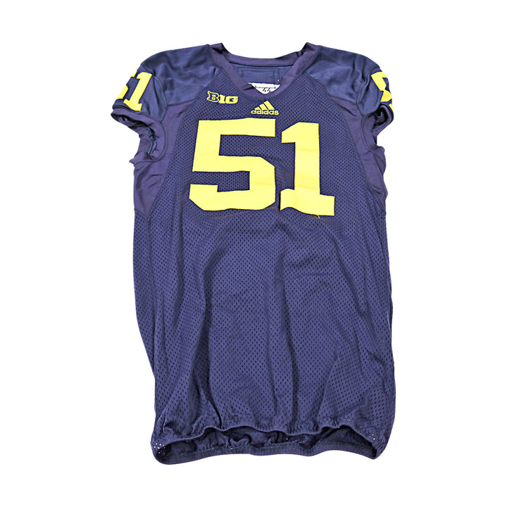 Michigan Wolverines Team Issued 2013 Blue Jersey #51 Jersey (Size: 44) 