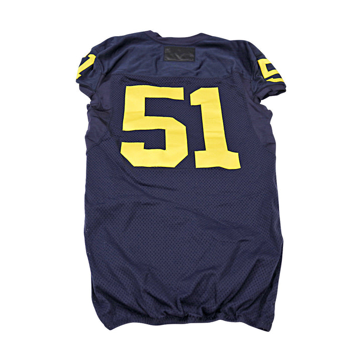 Michigan Wolverines Team Issued 2013 Blue Jersey #51 Jersey (Size: 44) 