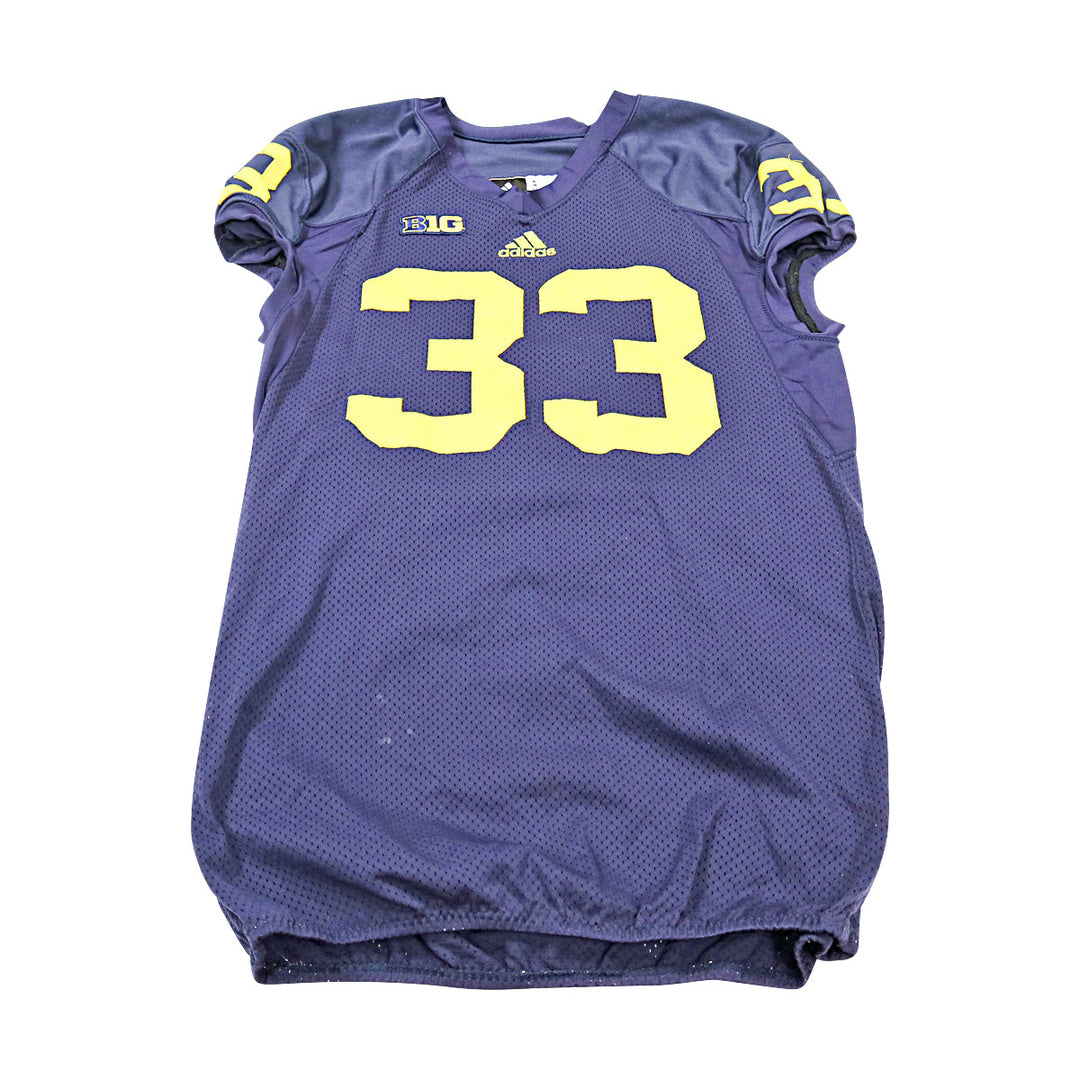 Wyatt Shallman Michigan Wolverines Team Issued 2013 Blue Jersey #33 Jersey (Size: 48) 