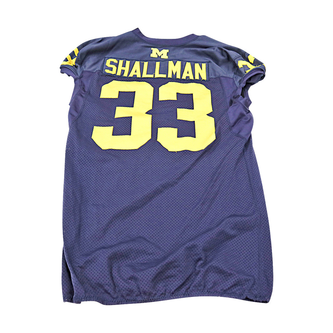 Wyatt Shallman Michigan Wolverines Team Issued 2013 Blue Jersey #33 Jersey (Size: 48) 