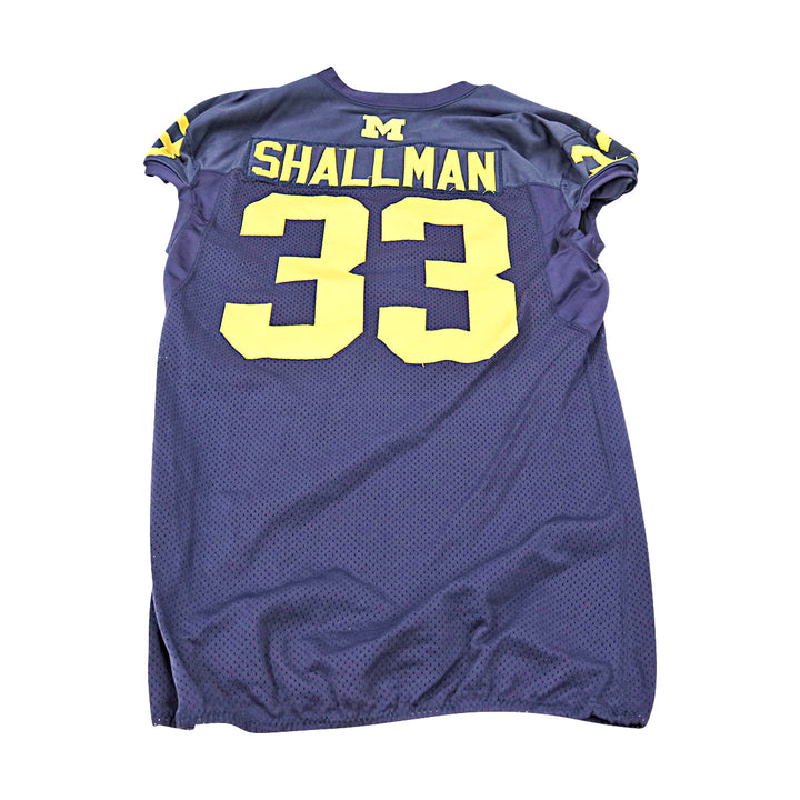 Wyatt Shallman Michigan Wolverines Team Issued 2013 Blue Jersey #33 Jersey (Size: 48) 