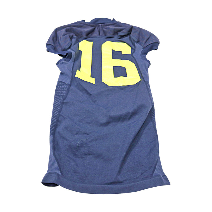 Michigan Wolverines Team Issued 2014 Blue Alternates Jersey #16 Jersey (Size: M) 