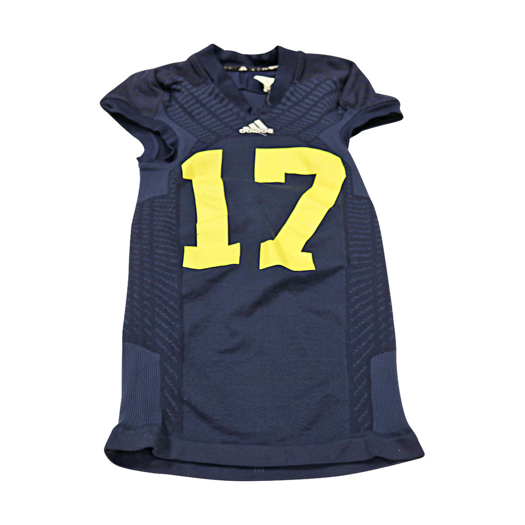 Michigan Wolverines Team Issued 2014 Blue Alternates Jersey #17 Jersey (Size: M) 
