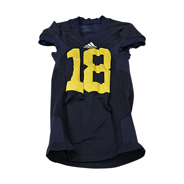Michigan Wolverines Team Issued 2014 Blue Alternates Jersey #18 Jersey (Size: S) 