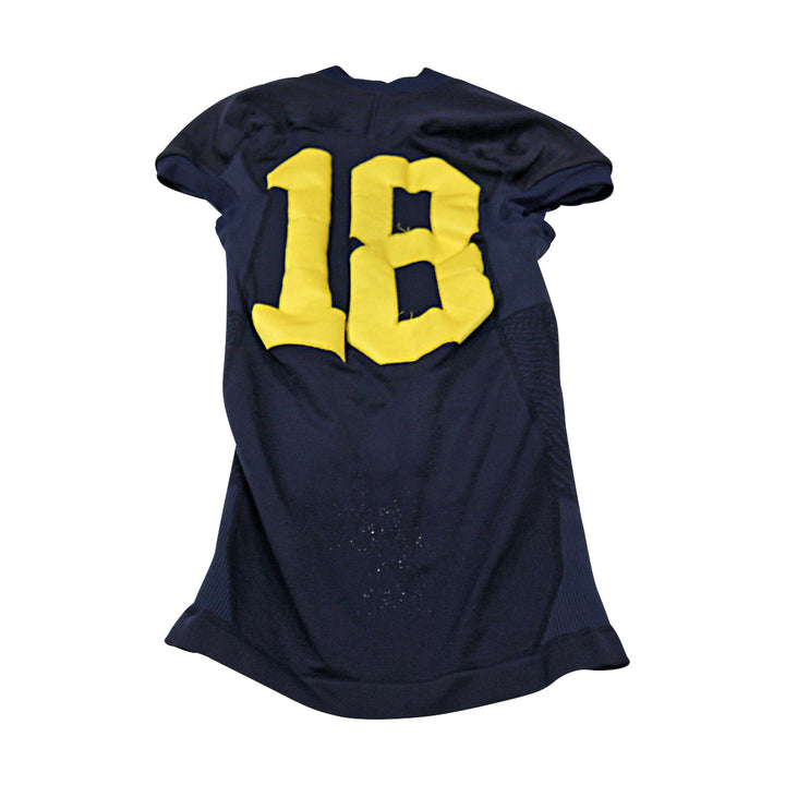 Michigan Wolverines Team Issued 2014 Blue Alternates Jersey #18 Jersey (Size: S) 