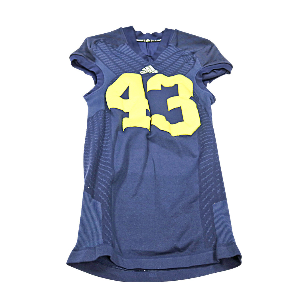 Michigan Wolverines Team Issued 2014 Blue Alternates Jersey #43 Jersey (Size: L) 