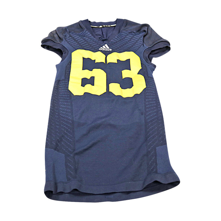 Michigan Wolverines Team Issued 2014 Blue Alternates Jersey #63 Jersey (Size: XL) 