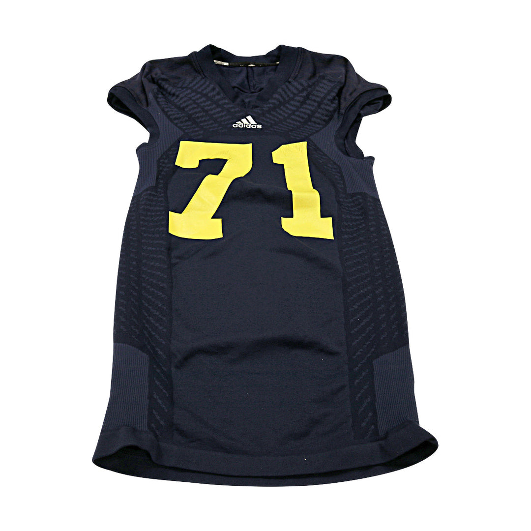 Michigan Wolverines Team Issued 2014 Blue Alternates Jersey #71 Jersey (Size: 2XL) 
