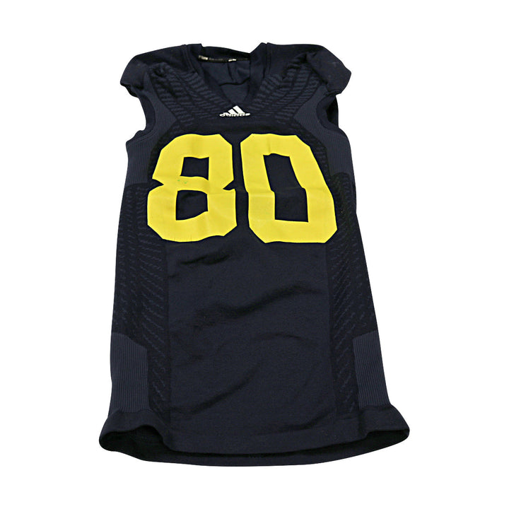Michigan Wolverines Team Issued 2014 Blue Alternates Jersey #80 Jersey (Size: L) 