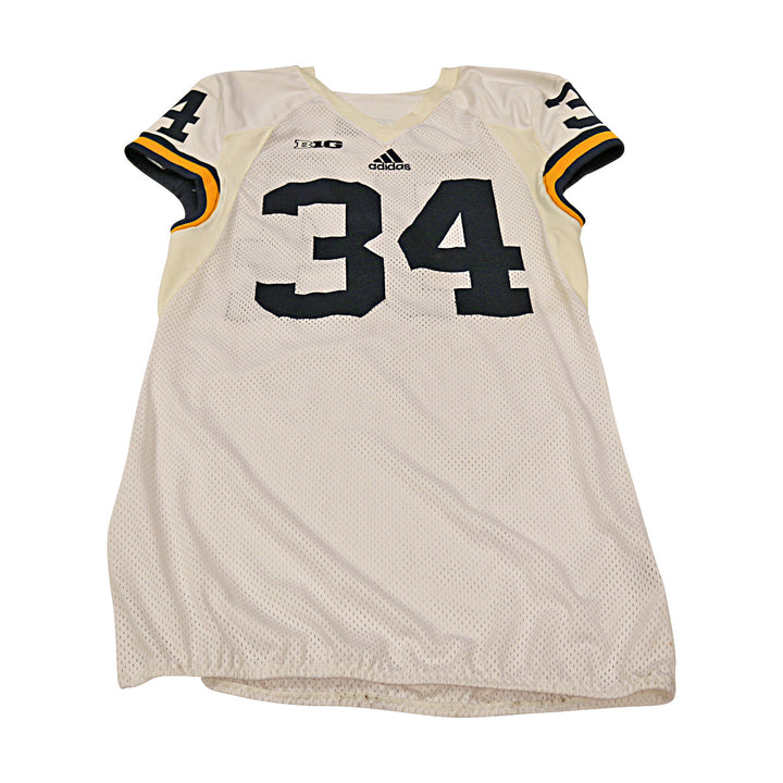 Ferris Michigan Wolverines Team Issued 2015 White Jersey #34 Jersey (Size: 46) 