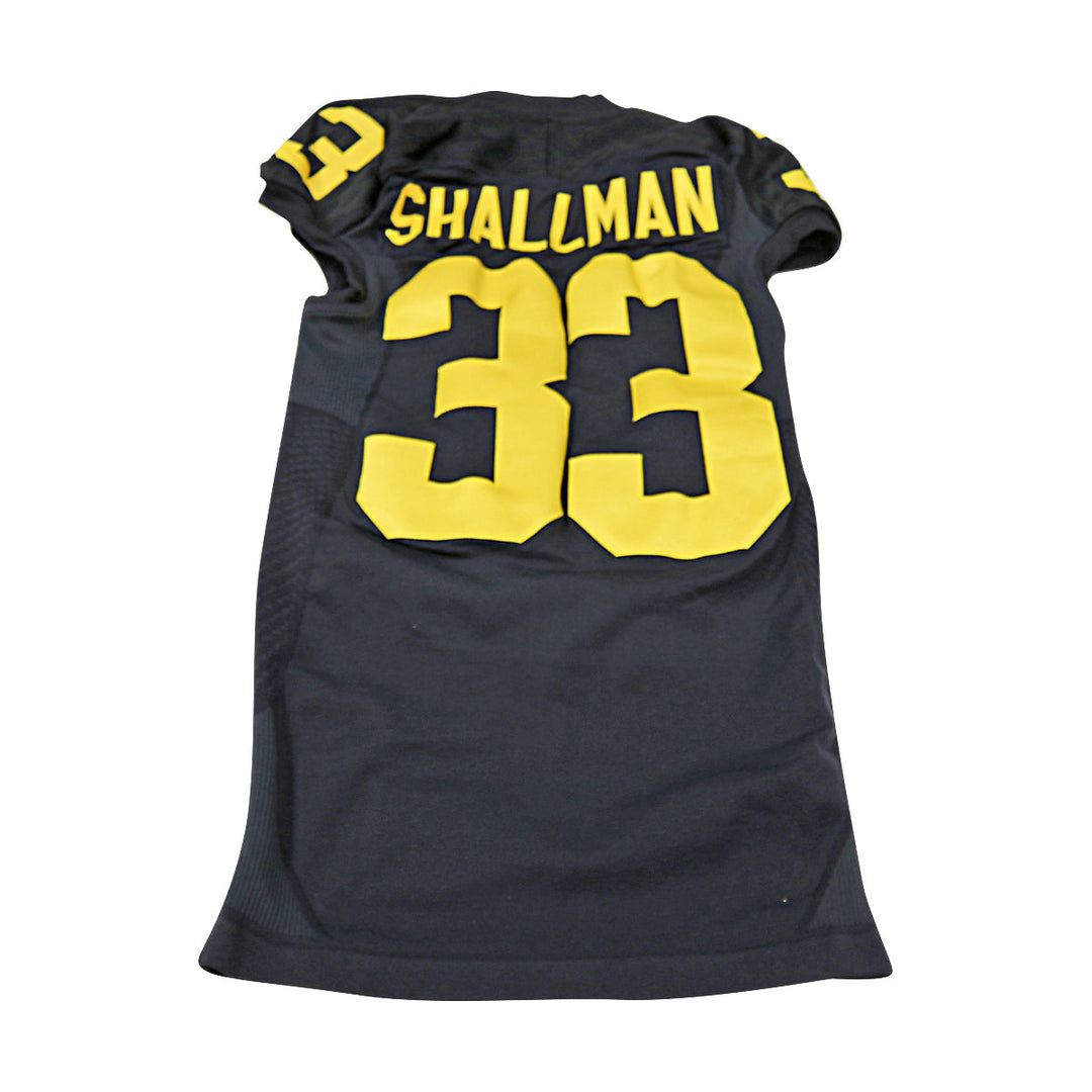 Wyatt Shallman Michigan Wolverines Team Issued 2015 Black Alternate Jersey #33 Jersey (Size: L) 