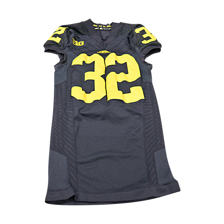 Michigan Wolverines Team Issued 2015 Black Alternate Jersey #32 Jersey (Size: L) 