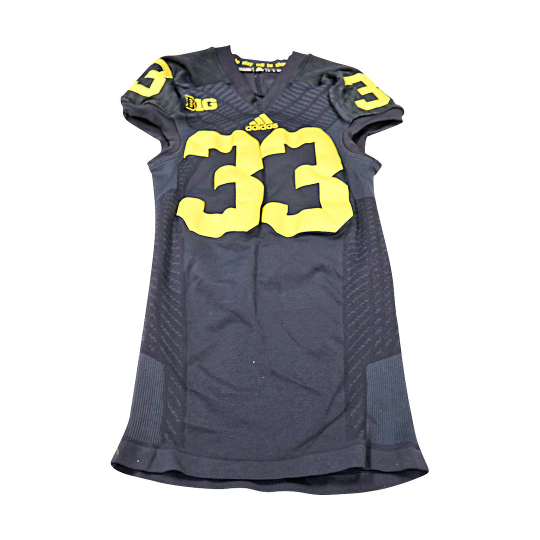 Michigan Wolverines Team Issued 2015 Black Alternate Jersey #33 Jersey (Size: L) 