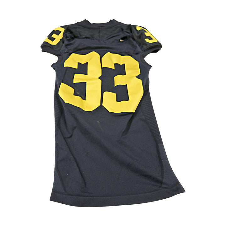 Michigan Wolverines Team Issued 2015 Black Alternate Jersey #33 Jersey (Size: L) 