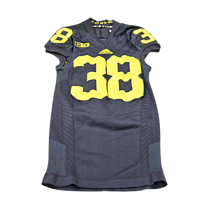 Francois Montbrun Michigan Wolverines Team Issued 2015 Black Alternate Jersey #38 Jersey (Size: L) 