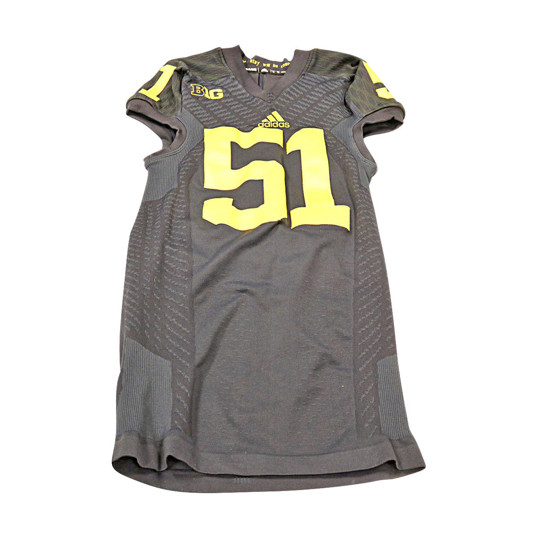 Michigan Wolverines Team Issued 2015 Black Alternate Jersey #51 Jersey (Size: M) 