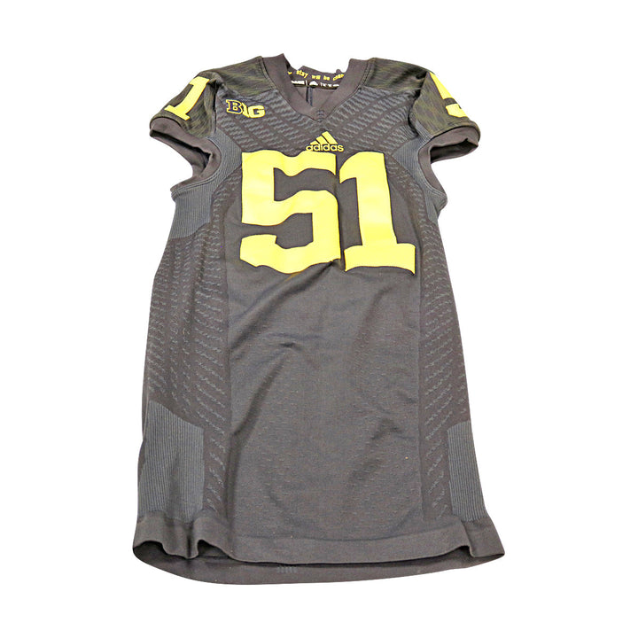 Michigan Wolverines Team Issued 2015 Black Alternate Jersey #51 Jersey (Size: M) 