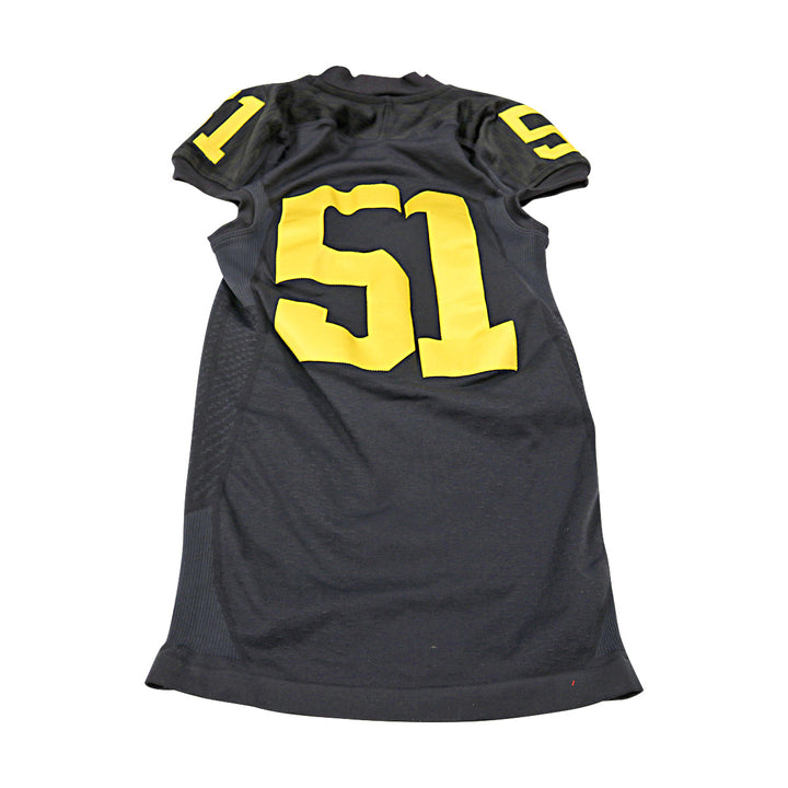 Michigan Wolverines Team Issued 2015 Black Alternate Jersey #51 Jersey (Size: M) 