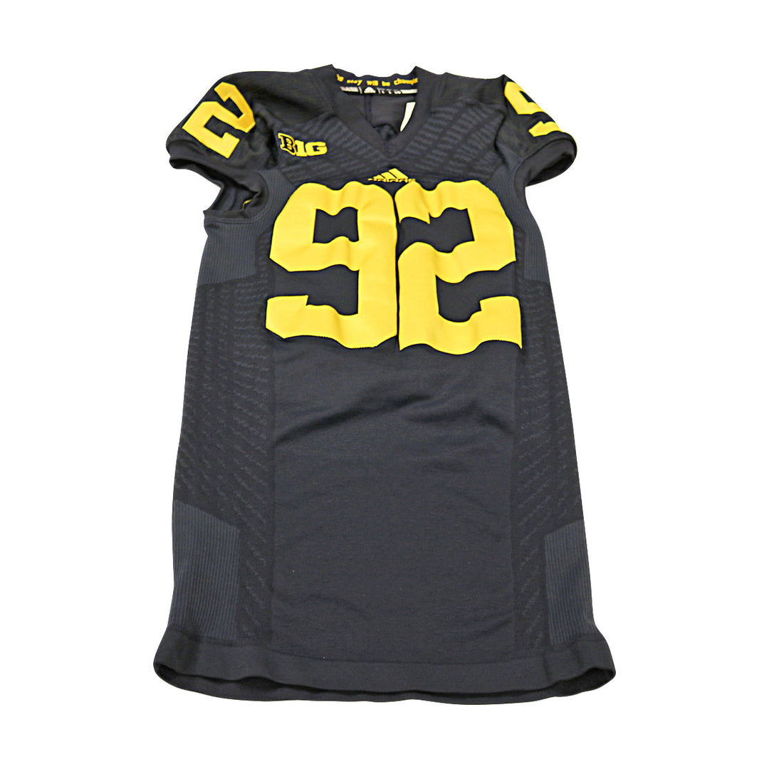 Michigan Wolverines Team Issued 2015 Black Alternate Jersey #92 Jersey (Size: L) 