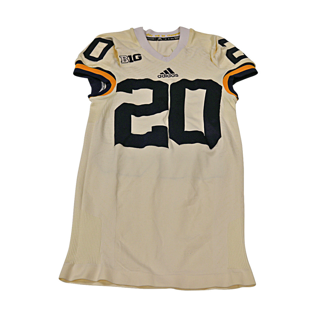 Michigan Wolverines Team Issued 2015 Cream Jersey #20 Jersey (Size: M) 