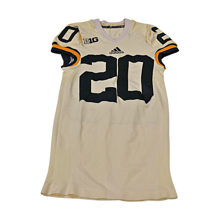 Michigan Wolverines Team Issued 2015 Cream Jersey #20 Jersey (Size: M) 