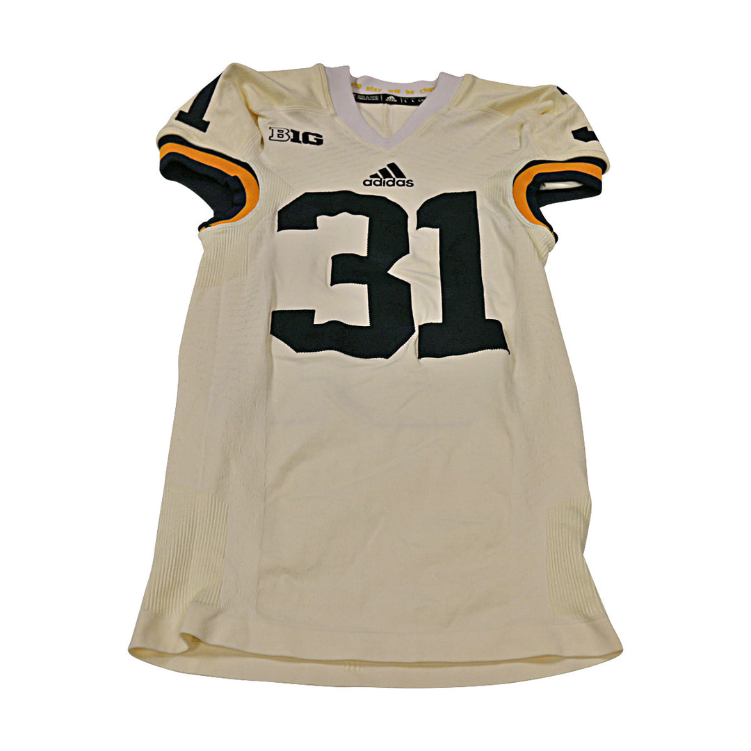 Scott Sypniewski Michigan Wolverines Team Issued 2015 Cream Jersey #31 Jersey (Size: L) 