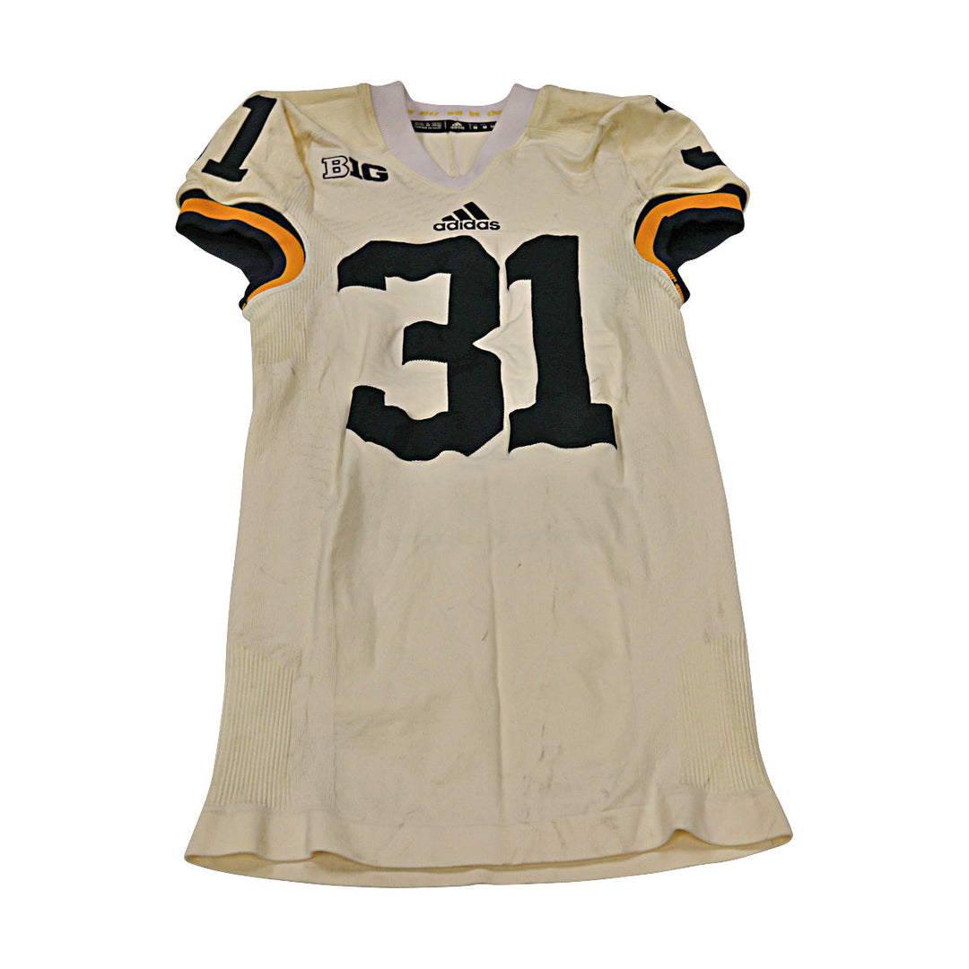 Nick Benda Michigan Wolverines Team Issued 2015 Cream Jersey #31 Jersey (Size: M) 