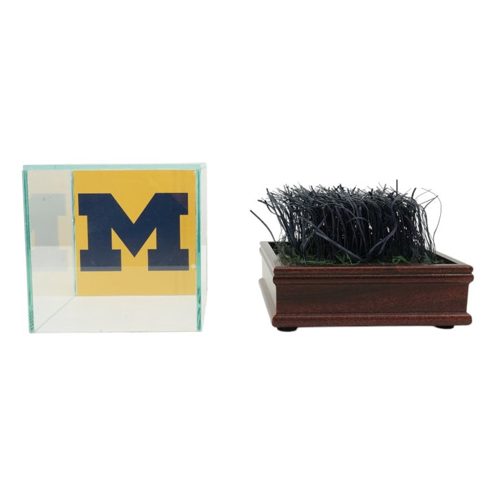 University of Michigan Authentic Piece of Michigan Stadium Endzone Turf with Glass Case