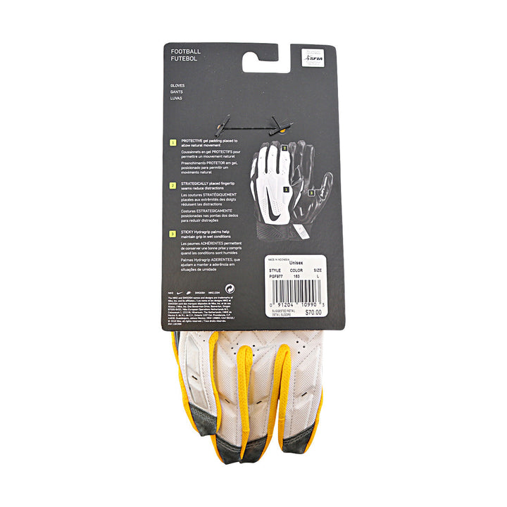 Jordan Brand D-Tack Team Issued Michigan Wolverines White Gloves Size L Style F977