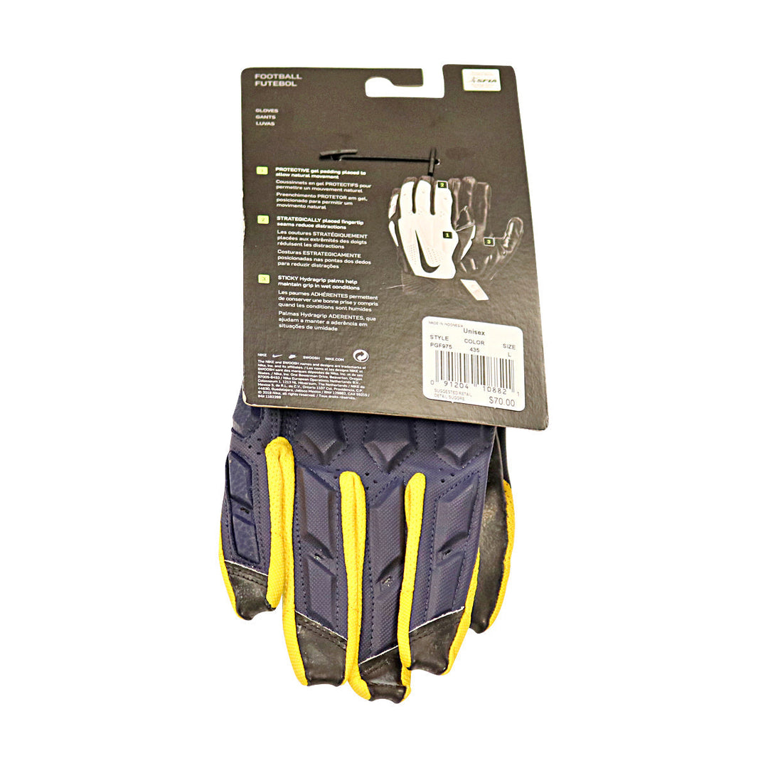 Jordan Brand SM D-Tack 6.0 FG CLG Michigan Wolverines Blue Gloves Size: L  PGF975