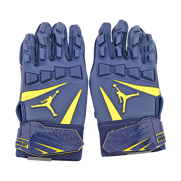 Jordan Brand Hyperbeast Hydrogrip Leather Michigan Wolverines Blue Gloves Size: XL PGF468
