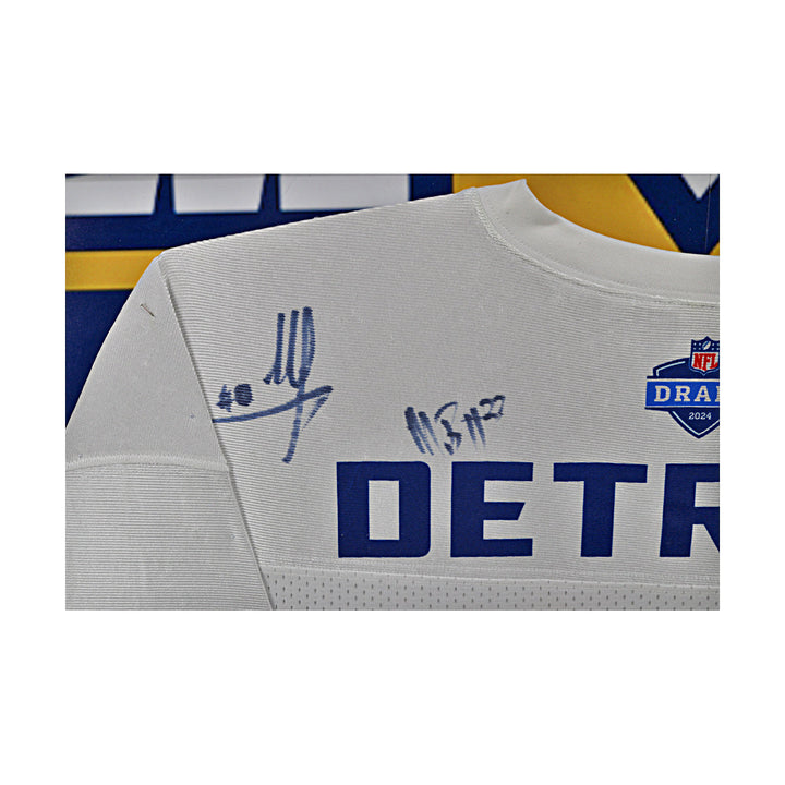 Mike Sainristril & Michael Barrett Michigan Wolverines Dual Autographed Signed 2024 Draft Day Framed Jersey Collage