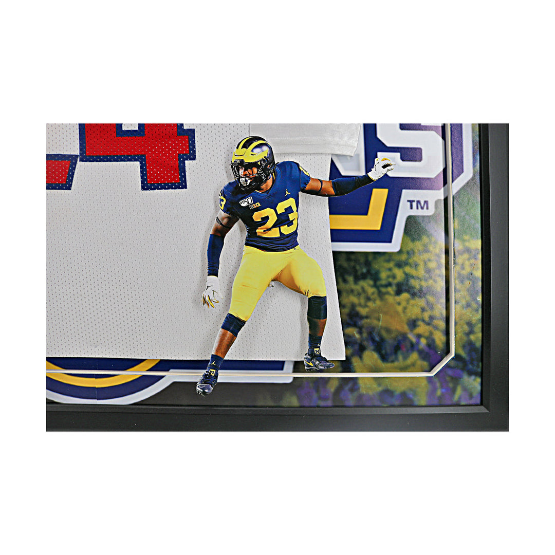 Mike Sainristril & Michael Barrett Michigan Wolverines Dual Autographed Signed 2024 Draft Day Framed Jersey Collage