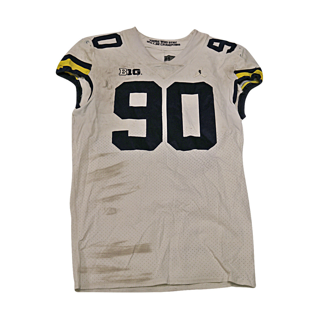 Michigan University #90 2018 Practice Used White Jordan Brand Jersey