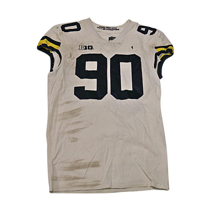 Michigan University #90 2018 Practice Used White Jordan Brand Jersey