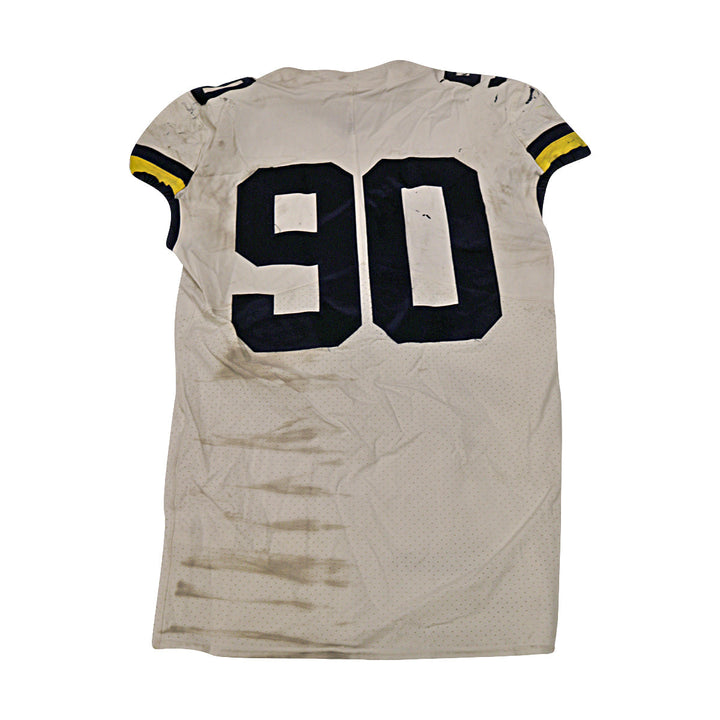 Michigan University #90 2018 Practice Used White Jordan Brand Jersey