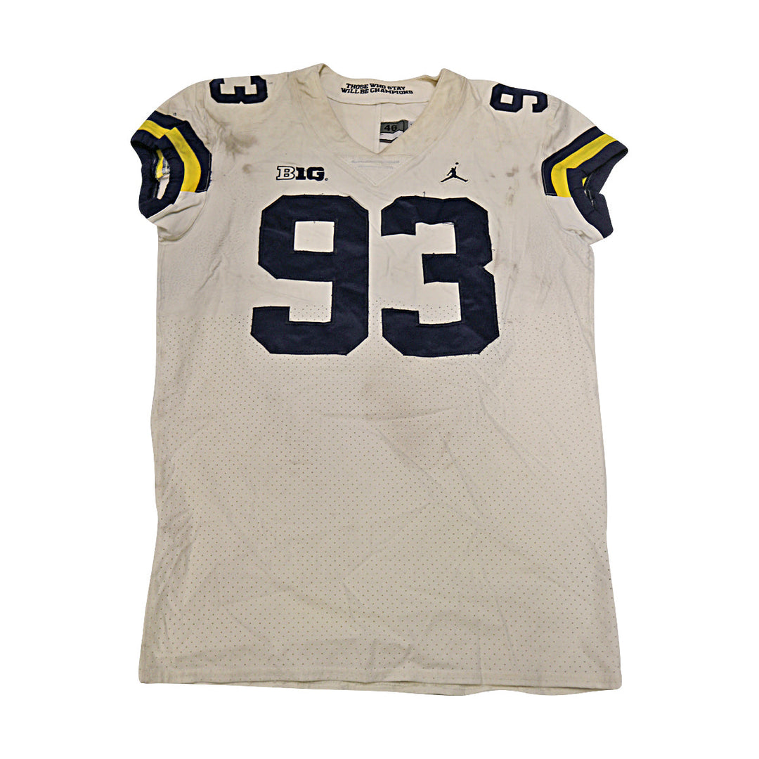 Michigan University #93 2018 Practice Used White Jordan Brand Jersey