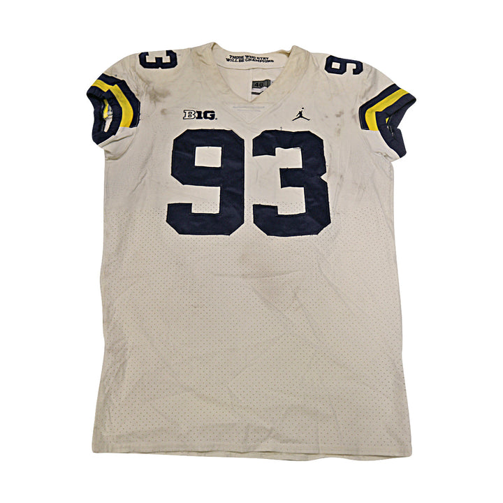Michigan University #93 2018 Practice Used White Jordan Brand Jersey