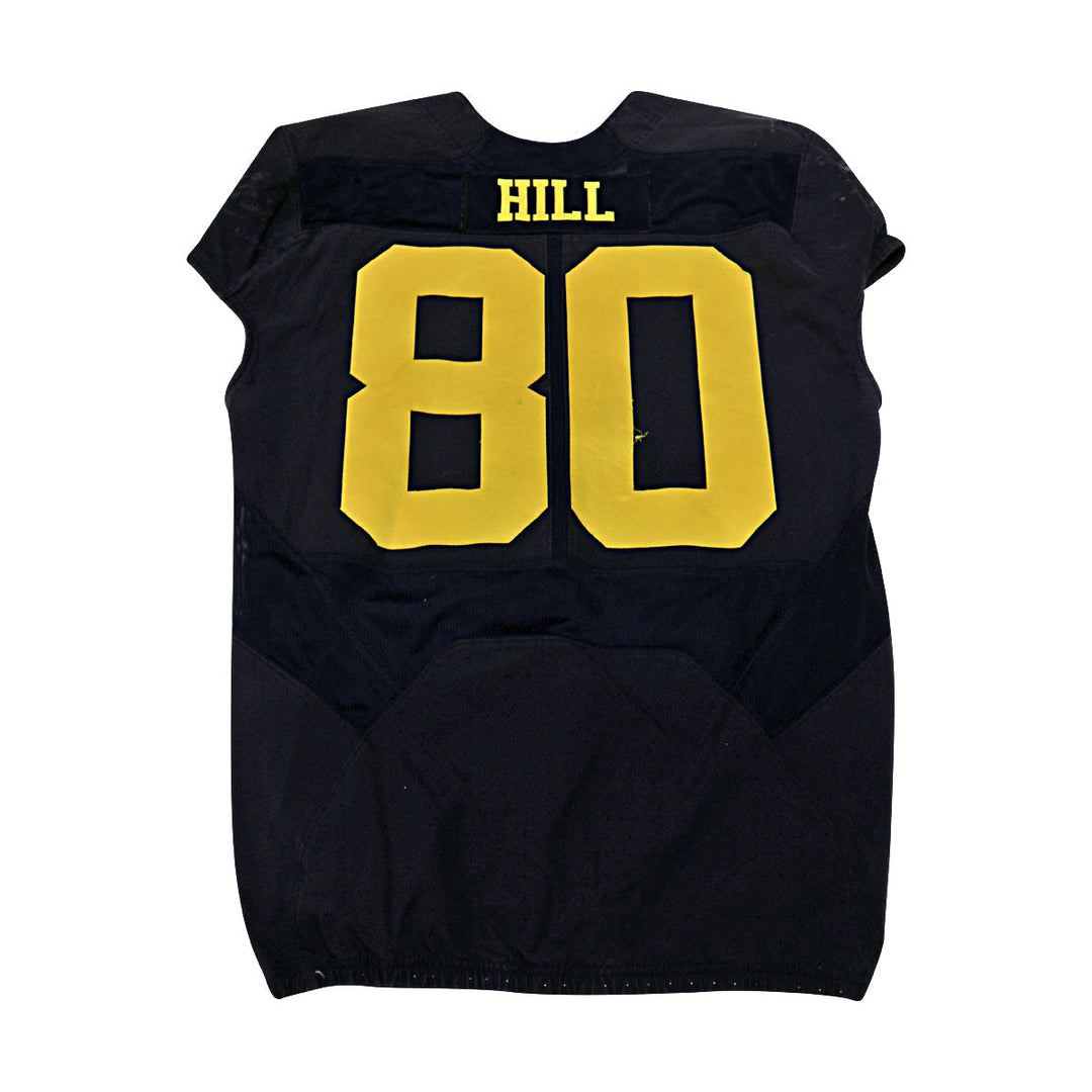 Khalid Hill Michigan University #80 Practice Used Navy Jordan Brand Jersey