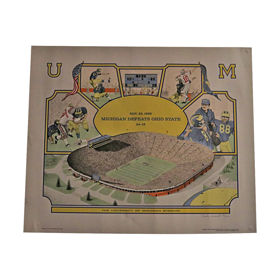 Michigan Defeats Ohio State 24 12, Nov 22 1969 20x24 Art Print LE 796/3000