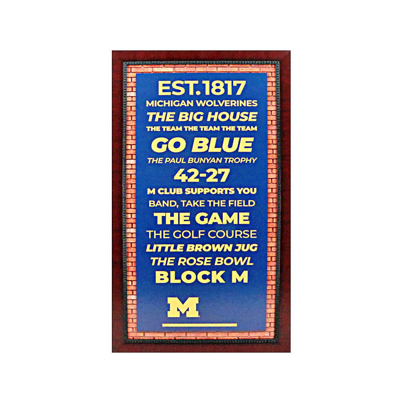 University of Michigan 16"x32" Framed Subway Sign