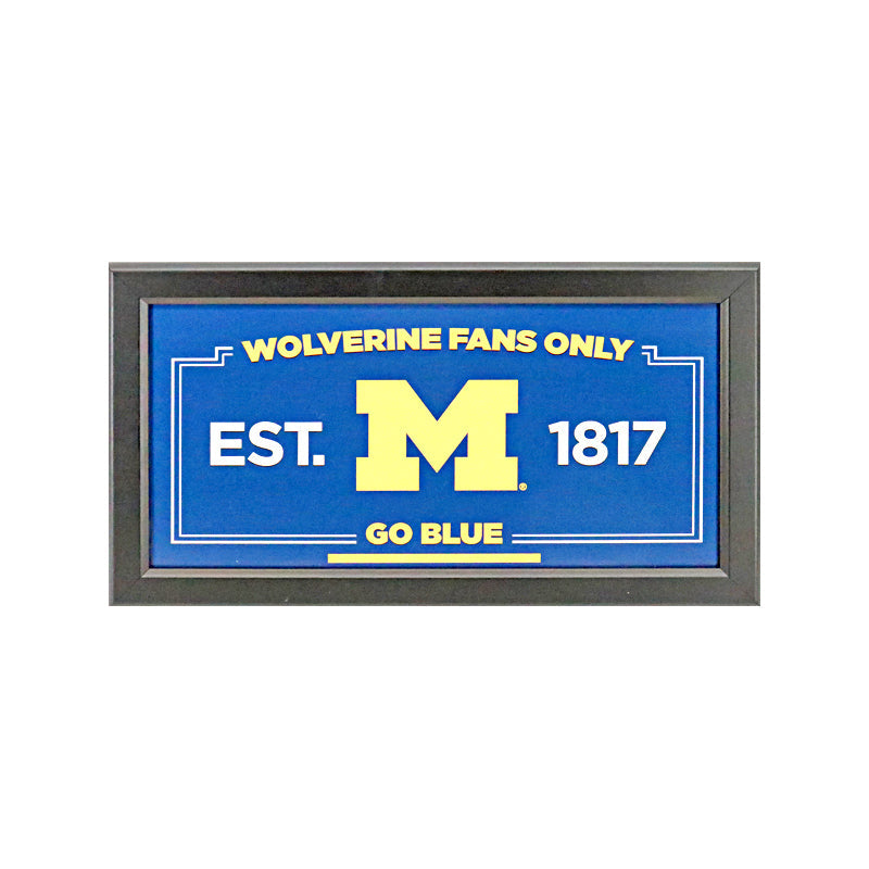 University of Michigan 10"x20" Framed Man Cave Sign