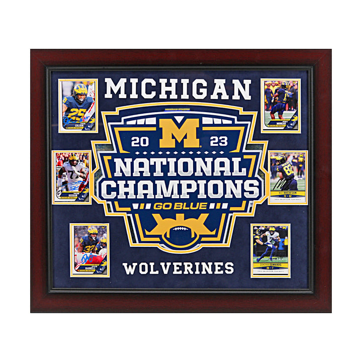 Michigan Wolverines Autographed Signed 6 Card 2023 National Champions 16" x 19"  Framed Collage