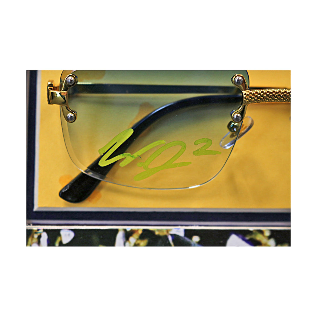 Sherrone Moore & Will Johnson Michigan Wolverines 2023 National Champions Dual Autographed Signed Credentials, Sunglasses, License Plate 20" x 24" Framed Collage