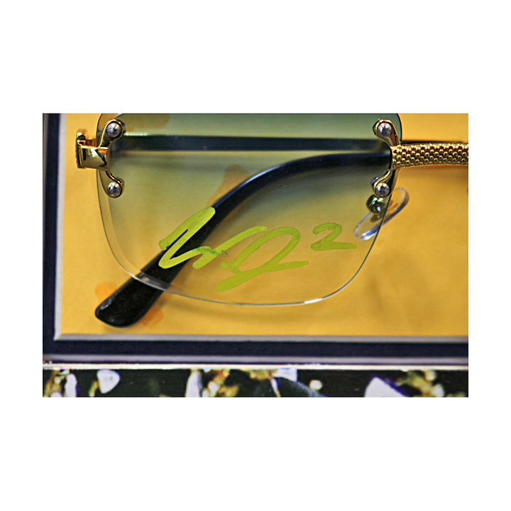 Sherrone Moore & Will Johnson Michigan Wolverines 2023 National Champions Dual Autographed Signed Credentials, Sunglasses, License Plate 20" x 24" Framed Collage