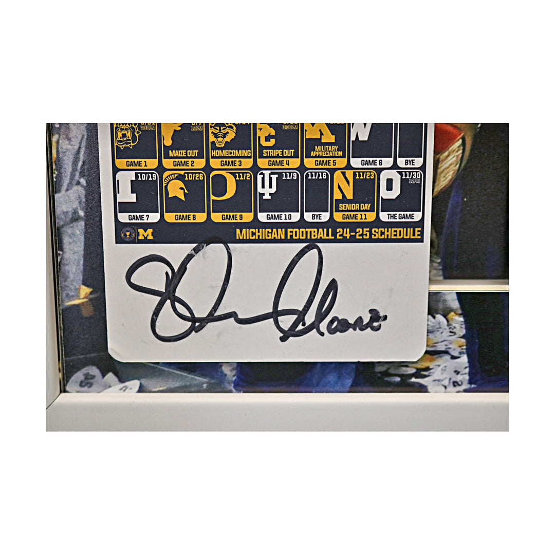 Sherrone Moore & Will Johnson Michigan Wolverines 2023 National Champions Dual Autographed Signed Credentials, Sunglasses, License Plate 20" x 24" Framed Collage