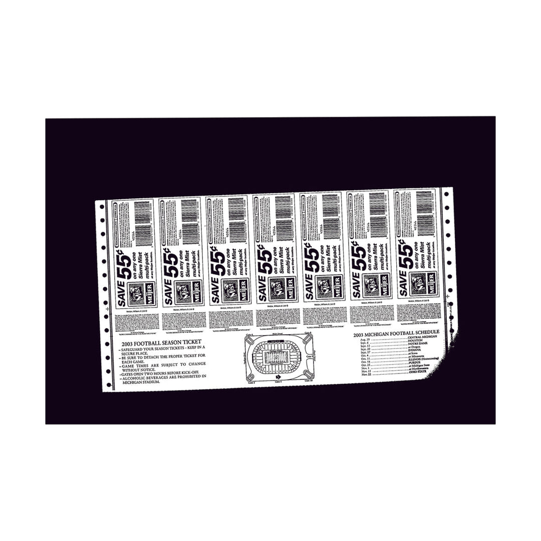 University of Michigan 2003 Home Season Ticket Strip   Undefeated Home Season
