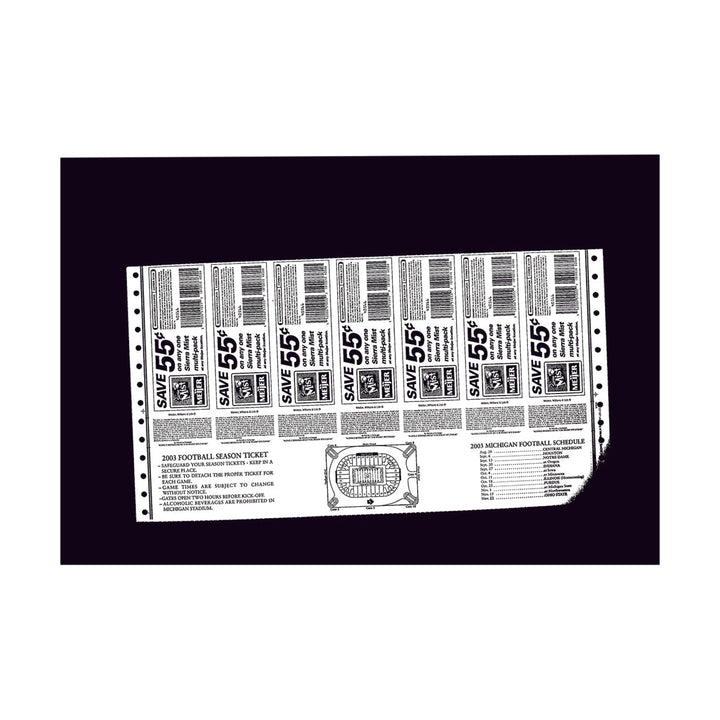 University of Michigan 2003 Home Season Ticket Strip   Undefeated Home Season