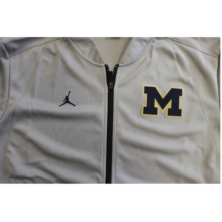 Nike Air Jordan Michigan Wolverines Blue Logo M Grey Zip Up